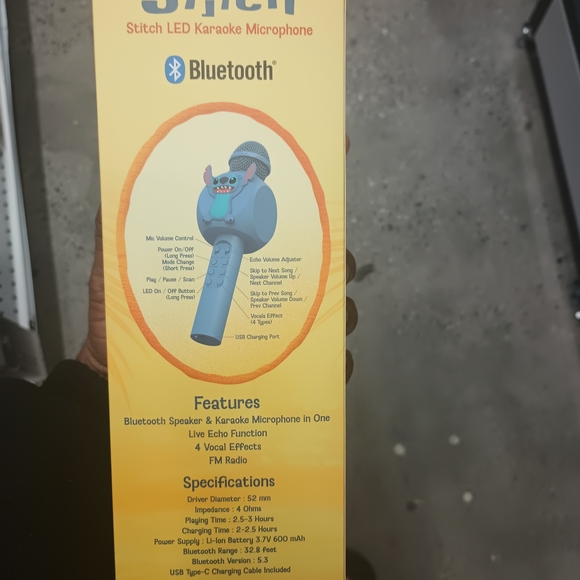 Disney Stitch Bluetooth Blue Microphone - Picture 2 of 2